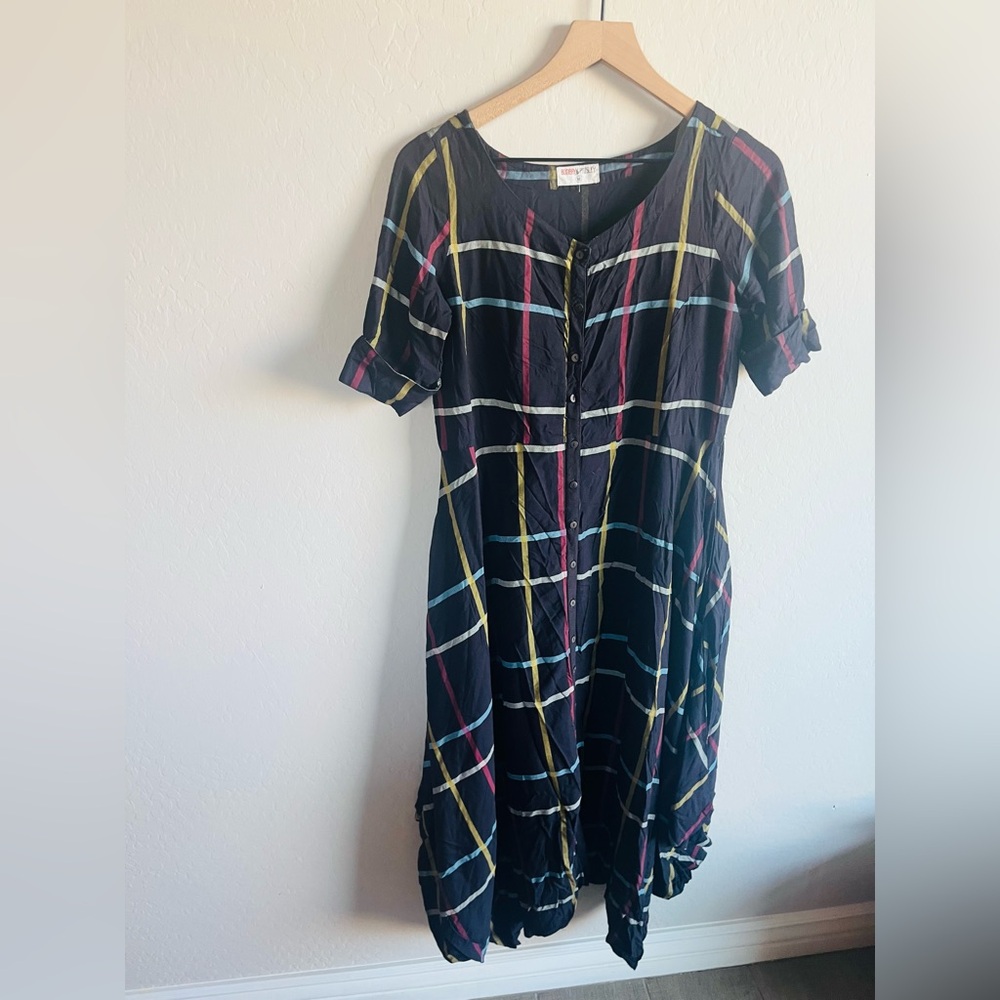 Bombay Paisley Women’s Striped Midi Dress Size M Pockets Vacay Boho Preppy - Picture 3 of 6